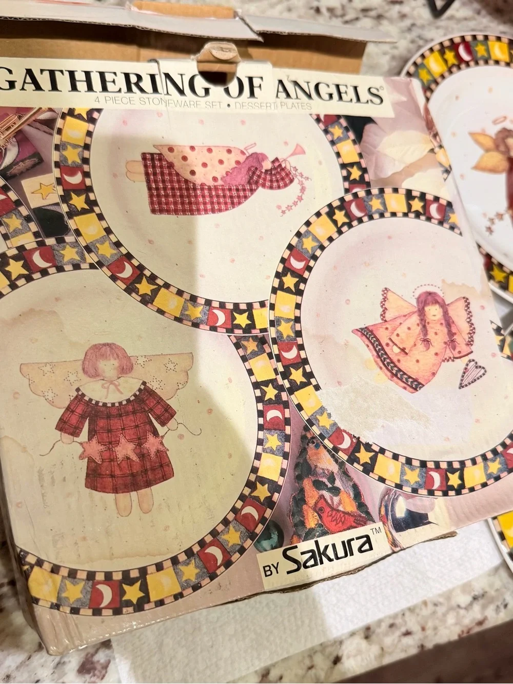 Vintage Sakura Debbie Mumm 1997 Gathering of Angels 4pc 8in Dessert Plates DS